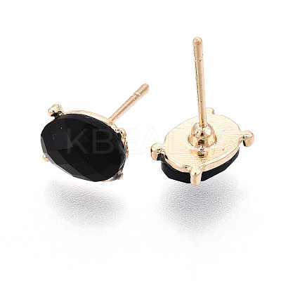 Natural Obsidian Stud Earrings EJEW-N057-01A-1
