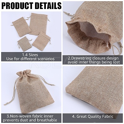 16Pcs 4 Styles Polyester Imitation Burlap Packing Pouches Drawstring Bags ABAG-BBC0001-01B-1