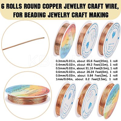 6 Rolls 6 Size Copper Jewelry Wire CWIR-SC0001-03A-1