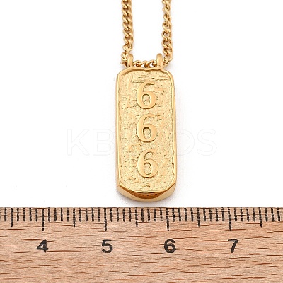 304 Stainless Steel Rectangle Number Pendant Necklaces NJEW-D300-01G-06-1