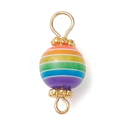 10Pcs Transparent Stripe Resin Round Connector Charms PALLOY-JF02484-1