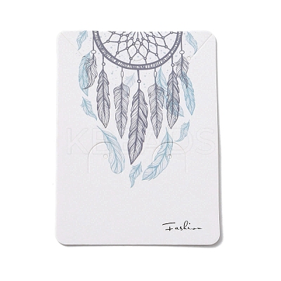 100Pcs Woven Web/Net with Feather Print Paper Jewelry Display Cards AJEW-Z021-01C-1