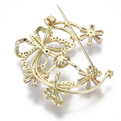 Brass Micro Pave Cubic Zirconia Brooch Findings KK-N232-76-NF-1