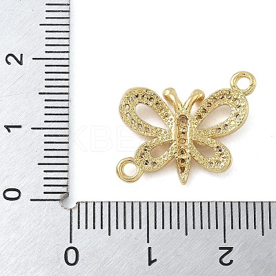 Rack Plating Brass Micro Pave Clear Cubic Zirconia Butterfly Connector Charms KK-A234-077G-1