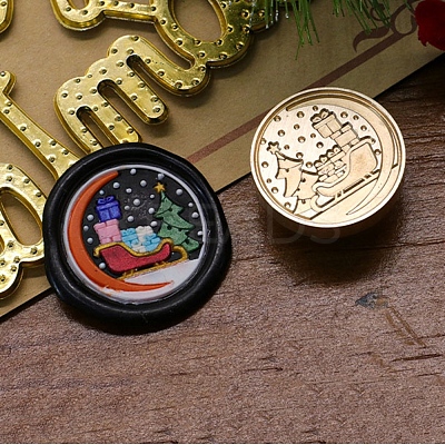 Christmas Series Wax Seal Brass Stamp Head AJEW-M037-01G-15-1
