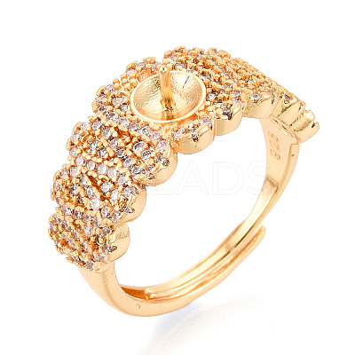 Brass Micro Pave Cubic Zirconia Cup Peg Ring Settings KK-N274-24G-1