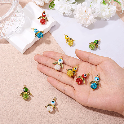 10Pcs 5 Colors Glass Seed Beads Alloy Pendants FIND-TA0005-74-1