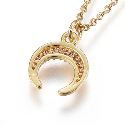 Brass Micro Pave Cubic Zirconia Pendant Necklaces NJEW-L146-07G-1