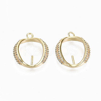 Brass Micro Pave Clear Cubic Zirconia Peg Bails Pendants KK-S356-122G-NF-1