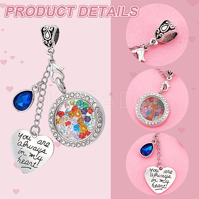2Pcs Tibetan Style Alloy & Glass Flat Round Locket Pendants HJEW-UN00041-1