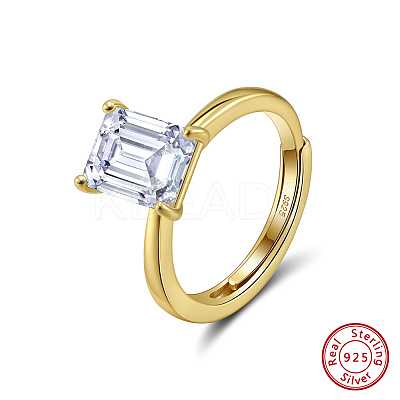925 Sterling Silver Micro Pave Clear Cubic Zirconia Adjustable Finger Rings for Women RJEW-G358-07G-1
