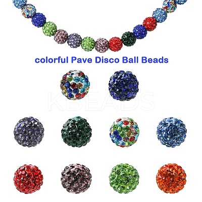 30Pcs Pave Disco Ball Beads RB-YW0001-14N-1