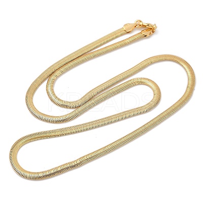 4mm Brass Flat Snake Chain Necklaces KK-F891-21G-1