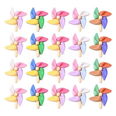 30Pcs 5 Colors Opaque Colorful Windmill Resin Cabochons RESI-CJ0002-52-1