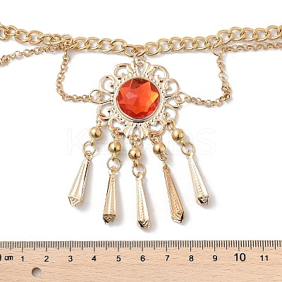 Alloy Cubic Zirconia Flower Tassel Bell Chain Belts for Women LS-AJEW-D300-01G-1