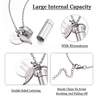 1Pc Word 304 Stainless Steel Column Urn Ashes Necklace DIY-TA0010-07A-1
