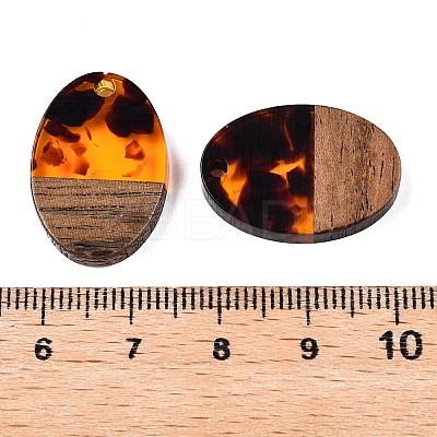 Transparent Resin and Walnut Wood Pendants RESI-T057-04D-1