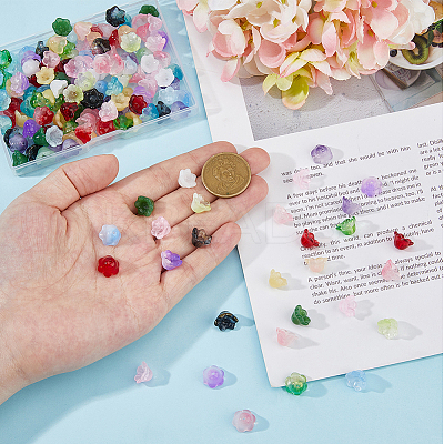 200Pcs 20 Colors Glass Gradient Color Bead Caps GLAA-HS0001-03-1