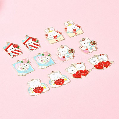 12Pcs 6 Styles Valentine's Day Alloy Enamel Pendants ENAM-FS0002-34-1