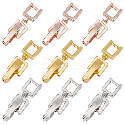 9Pcs 3 Styles Brass Fold Over Clasps KK-HY0003-83-1