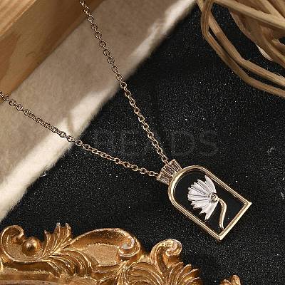 Arch with Flower Brass Enamel Pendant Necklaces NJEW-H051-06G-1