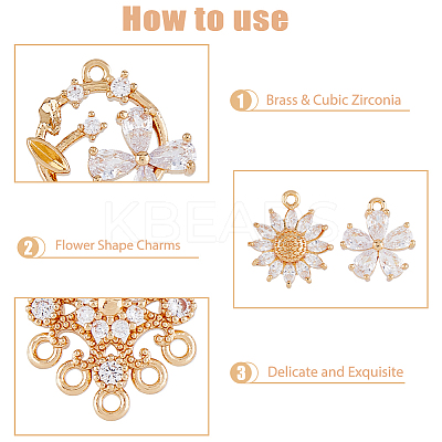 16Pcs 8 Styles Brass Micro Pave Cubic Zirconia Pendants KK-DC0002-83-1