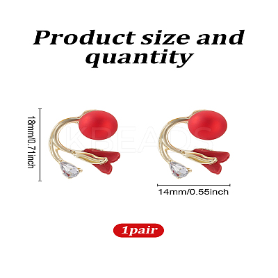 1 Pair Flower Zinc Alloy Clear Cubic Zirconia Stud Earrings EJEW-LP0007-094A-1