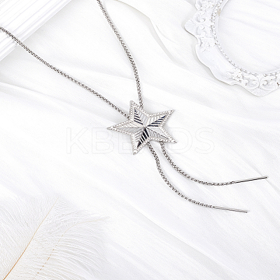 1Pc Adjustable Zinc Alloy Star Lariat Necklaces for Women NJEW-LP0009-10-1