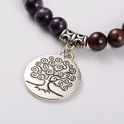 Natural Gemstone Stretch Charm Bracelets BJEW-JB01702-1