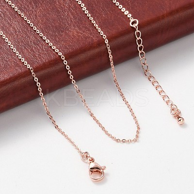 Brass Rolo Chains Necklaces for Women NJEW-D302-43RG-1