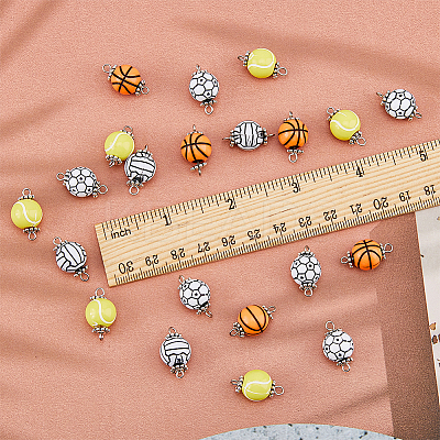 80Pcs 4 Styles Acrylic Ball Connector Charms FIND-HY0001-66-1