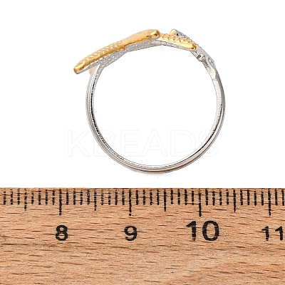 304 Stainless Steel Double Color Cuff Rings RJEW-S635-01GP-M-1