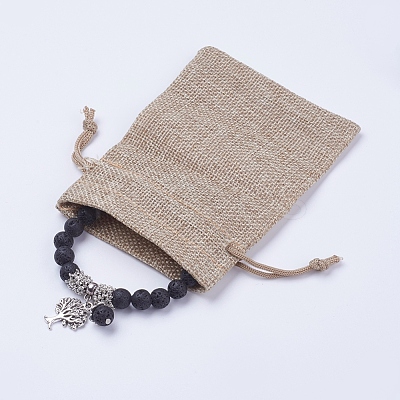 Natural Lava Rock Stretch Charm Bracelets X-BJEW-JB03478-01-1