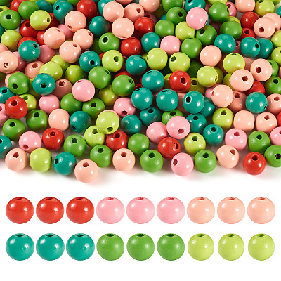 240Pcs 6 Colors Natural Wooden Beads WOOD-TA0002-74E-1