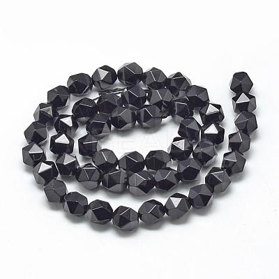 Natural Dyed & Heated Black Onyx Beads Strands G-R448-8mm-10-1