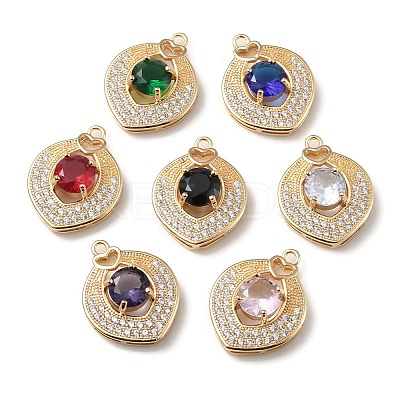 Brass with K9 Glass & Rhinestone Pendants KK-C024-53KCG-1