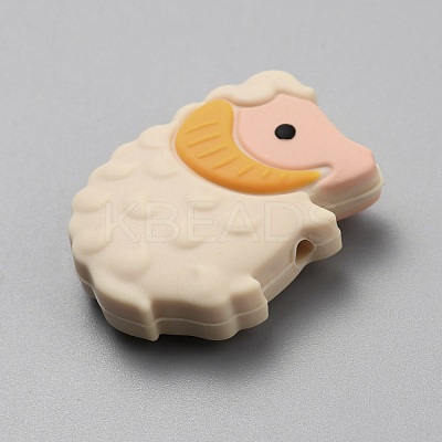 Sheep Food Grade Eco-Friendly Silicone Focal Beads SIL-WH0014-40-1