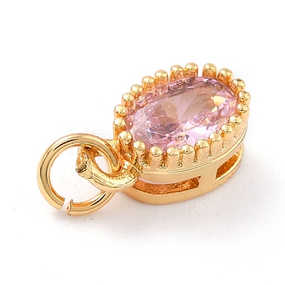 Real 18K Gold Plated Brass Inlaid Cubic Zirconia Charms ZIRC-L100-079G-07-1