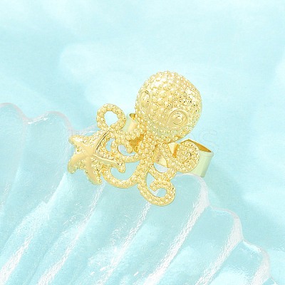 Ocean Brass Cuff Open Rings KK-CBA5A76-04G-01-1