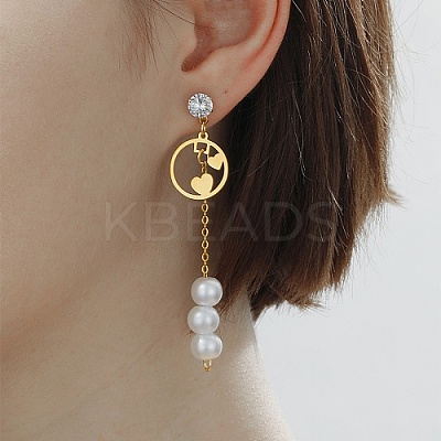 Golden 304 Stainless Steel Dangle Stud Earrings CL0746-3-1
