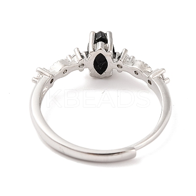 Horse Eye Natural Black Onyx Adjustable Rings RJEW-Q817-02P-09-1