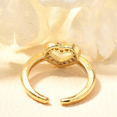 Rack Plating Brass Micro Pave Cubic Zirconia Cuff Finger Rings for Women RJEW-C117-01D-G-1