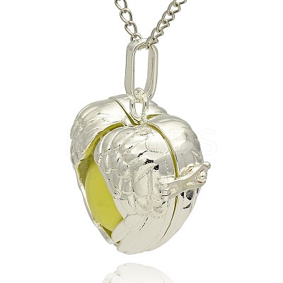 Silver Color Plated Brass Hollow Heart Cage Pendants KK-J241-07S-1