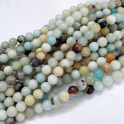 Natural Flower Amazonite Beads Strands X-G-G692-01-8mm-1