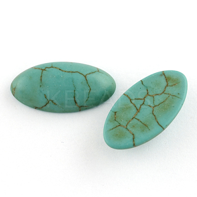 Craft Findings Dyed Synthetic Turquoise Gemstone Flat Back Cabochons TURQ-S265-10x29mm-02-1