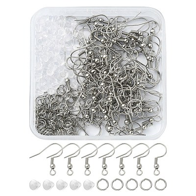 100Pcs 304 Stainless Steel French Hooks with Coil and Ball STAS-YW0001-59-1