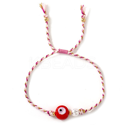 Handmade Evil Eye & Brass Bead Braided Bead Bracelets OI2276-1-1