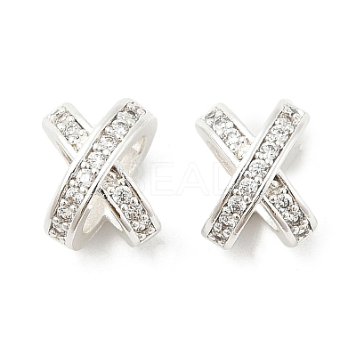 Brass Micro Pave Cubic Zirconia Beads KK-P297-06S-1