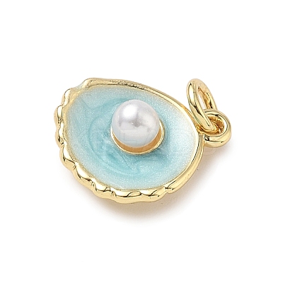Shell Brass Charms KK-D426-17D-G-1