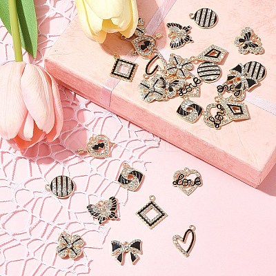 28Pcs 11 Styles Alloy Enamel Pendants FIND-FS0003-24-1